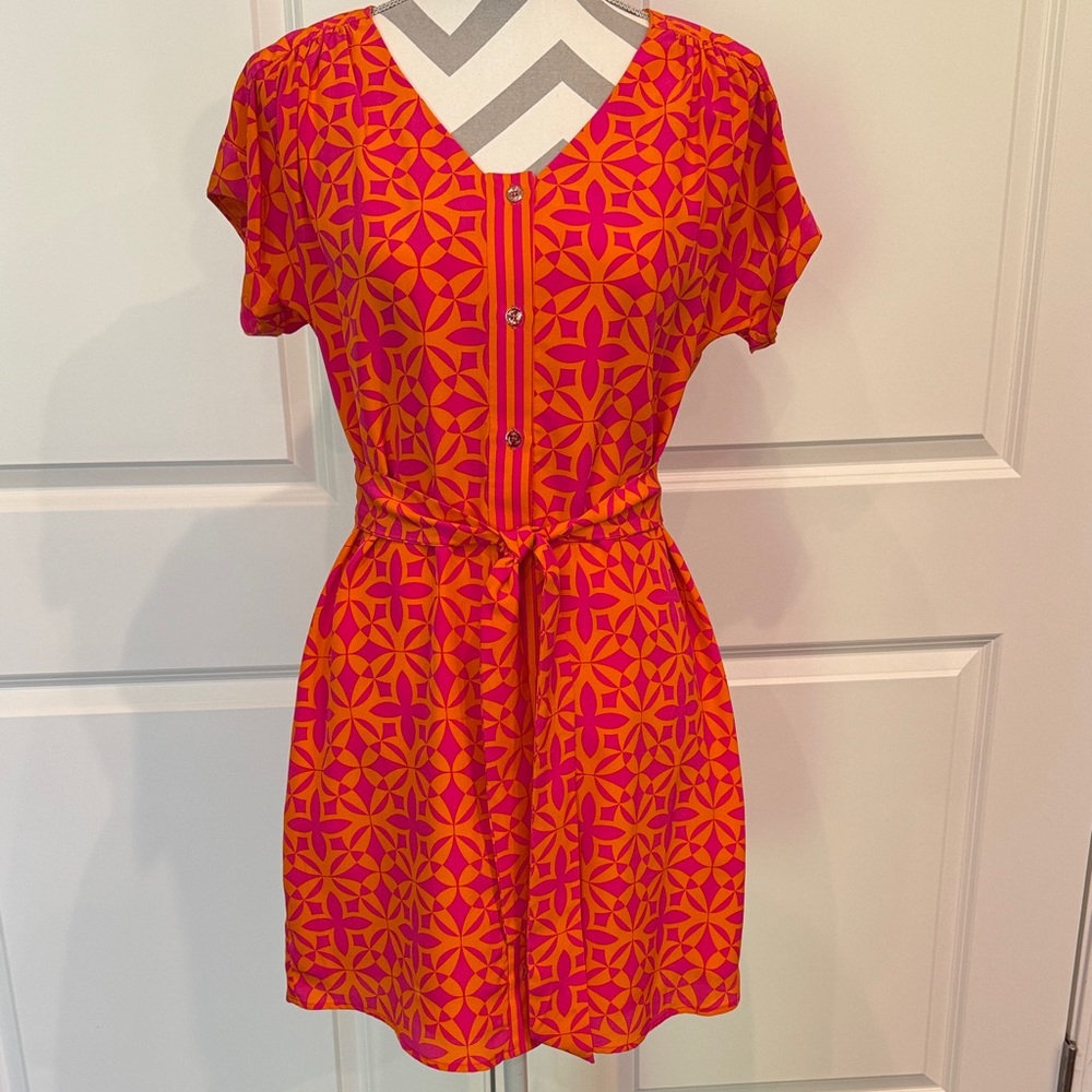 Trina Turk Orange and Pink Geometric Dress